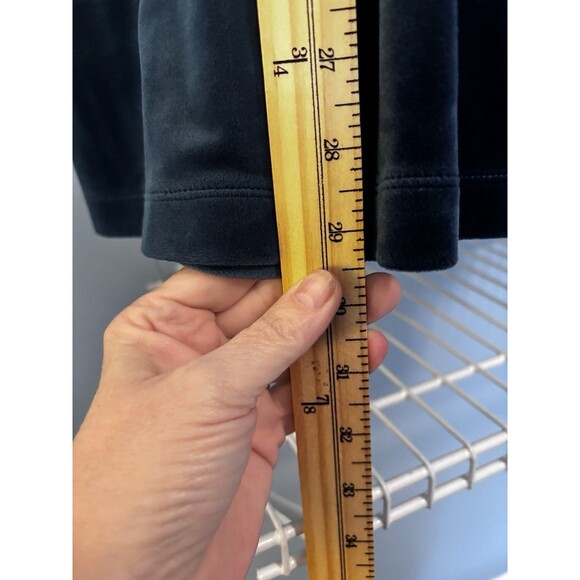 Pure Jill Womens Top Large Blue Velvet Long Sleeve Pockets Mature Edgy Artsy - Picture 4 of 7